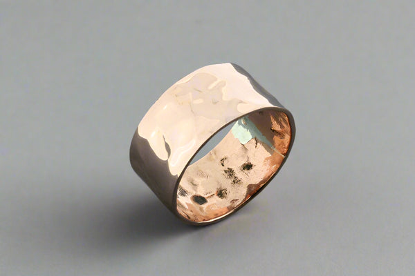Copper ring on a dark gray background