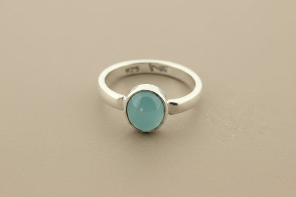 Oval stone ring - blue chalcedony