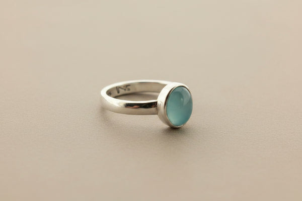 Oval stone ring - blue chalcedony