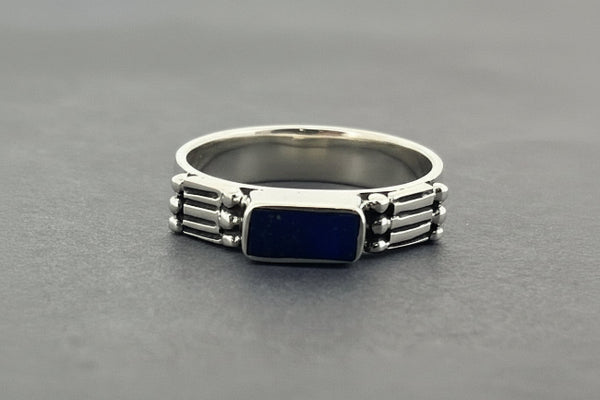 Silver deco lapis ring