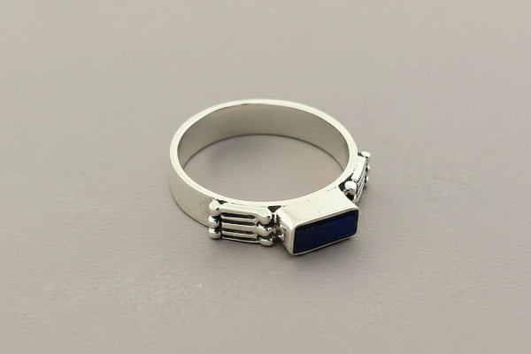 Silver deco lapis ring