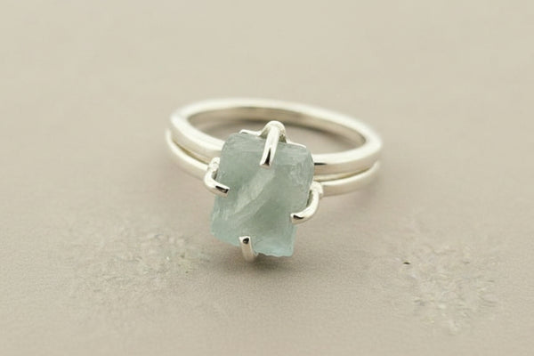 Adjustable stone ring - aquamarine