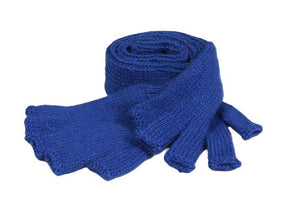 Hand knitted Alpaca Long Fingerless Gloves - cobalt - Makers & Providers