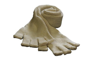Hand knitted Alpaca Long Fingerless gloves - ivory - Makers & Providers