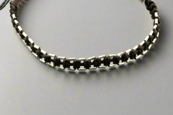 Choc track bead bracelet - pure silver