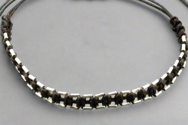 Choc track bead bracelet - pure silver