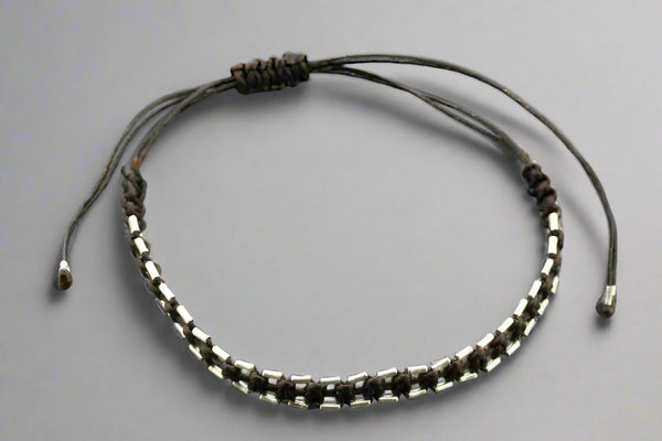 Choc track bead bracelet - pure silver