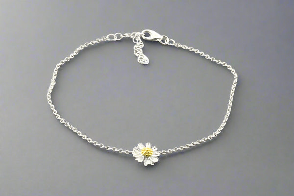 Daisy & link bracelet - sterling silver with 22Kt gold