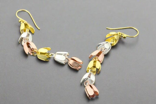 6 drop flower earring - silver, gold & rose gold - Makers & Providers