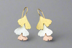 3 Ginkgo drop earring - silver, gold, rose gold - Makers & Providers