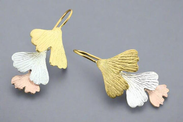 3 Ginkgo drop earring - silver, gold, rose gold - Makers & Providers