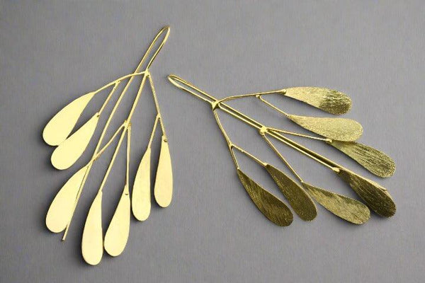 7 leaf branch earring - gold on silver - Makers & Providers