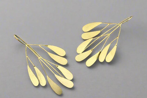 7 leaf branch earring - gold on silver - Makers & Providers