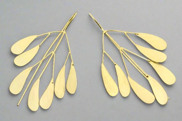 7 leaf branch earring - gold on silver - Makers & Providers