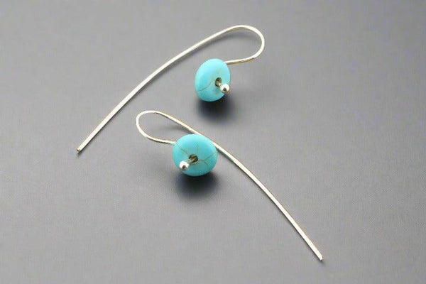 Turquoise button earring - sterling silver - Makers & Providers