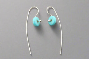 Turquoise button earring - sterling silver - Makers & Providers