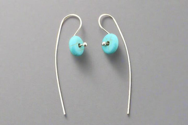 Turquoise button earring - sterling silver - Makers & Providers