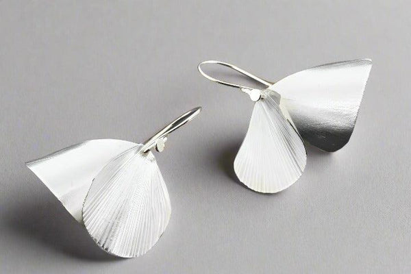 Zebrina 2 drop curved earring - silver - Makers & Providers