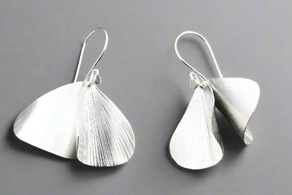 Zebrina 2 drop curved earring - silver - Makers & Providers