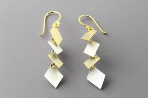 chain of diamonds drop earrings - gold & silver - Makers & Providers