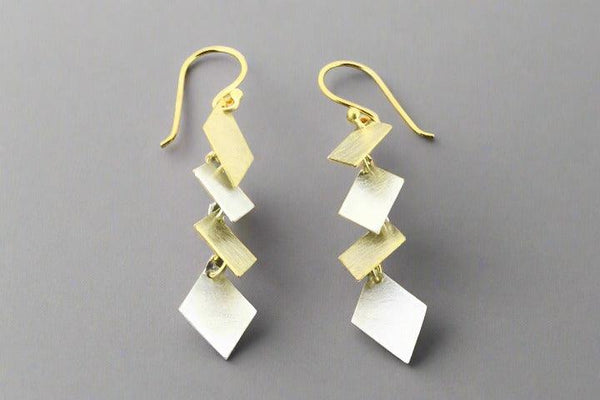 chain of diamonds drop earrings - gold & silver - Makers & Providers