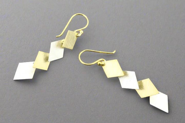 chain of diamonds drop earrings - gold & silver - Makers & Providers