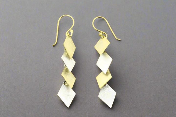 chain of diamonds drop earrings - gold & silver - Makers & Providers