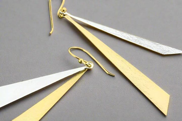 Sunray drop earrings - silver & gold - Makers & Providers
