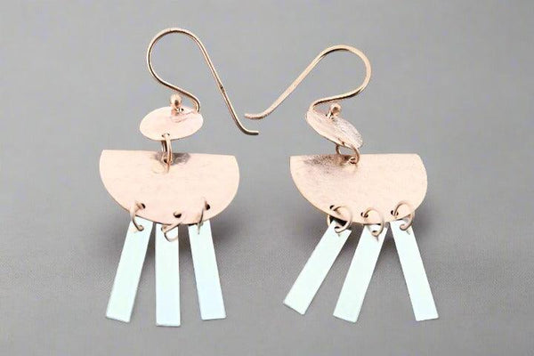 Atum chandelier drop earring - silver & rose gold - Makers & Providers