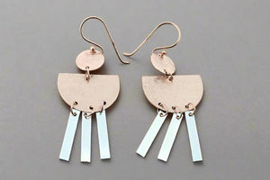 Atum chandelier drop earring - silver & rose gold - Makers & Providers