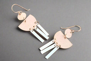 Atum chandelier drop earring - silver & rose gold - Makers & Providers