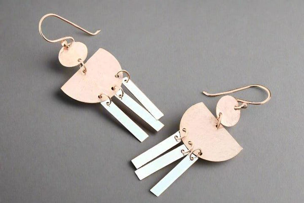 Atum chandelier drop earring - silver & rose gold - Makers & Providers