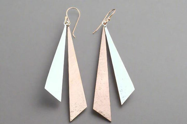 Sunray drop earrings - silver & rose gold - Makers & Providers
