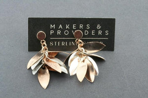 Rose gold & silver multi leaf stud - Makers & Providers