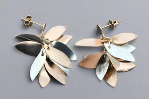 Rose gold & silver multi leaf stud - Makers & Providers