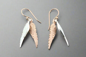 Asherah wings earrings - rose gold over silver - Makers & Providers