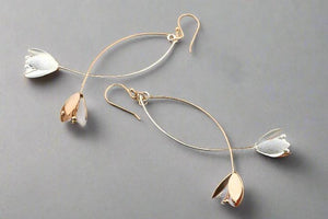 2 flower drop earring - silver & rose gold - Makers & Providers
