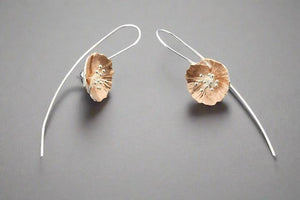 Rose gold & silver blossom drop earring - Makers & Providers