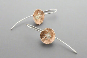 Rose gold & silver blossom drop earring - Makers & Providers