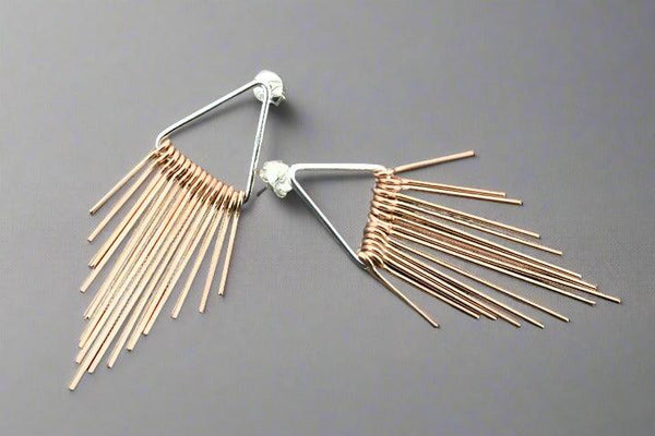 Dita tassel earring stud - rose gold & silver - Makers & Providers