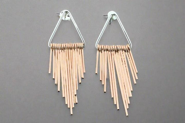 Dita tassel earring stud - rose gold & silver - Makers & Providers