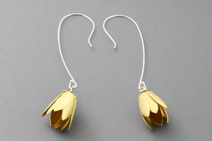 Golden bell flower drop earring - gold over silver - Makers & Providers