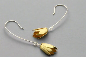 Golden bell flower drop earring - gold over silver - Makers & Providers