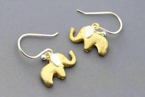 Lucky elephant drop earring - gold & silver - Makers & Providers