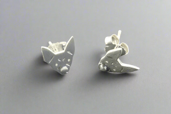 Chihuahua face stud - sterling silver