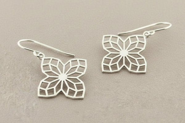 4 petal mandala earring - sterling silver