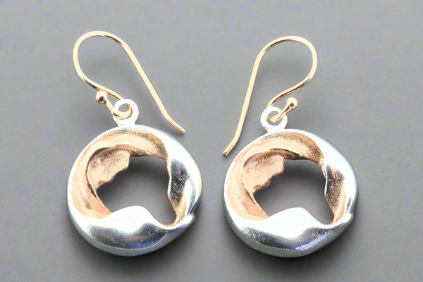 Crown wreath drop earring - rose gold on silver