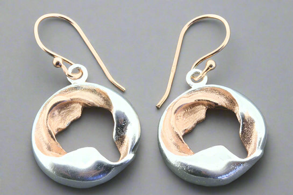 Crown wreath drop earring - rose gold on silver