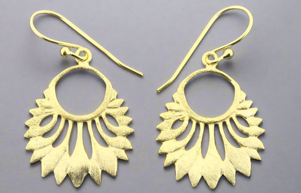 Diva feather drop earring - 22 Kt gold over silver