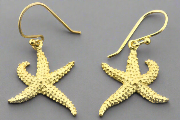 Starfish hook earring - 22 Kt gold over silver